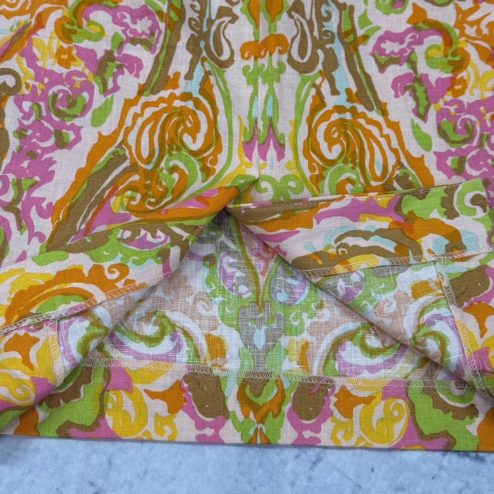 J. Crew Women's Pencil Skirt Size 2 100%‎ Linen Paisley Colorful Zip 95379 Y2K - Picture 10 of 11